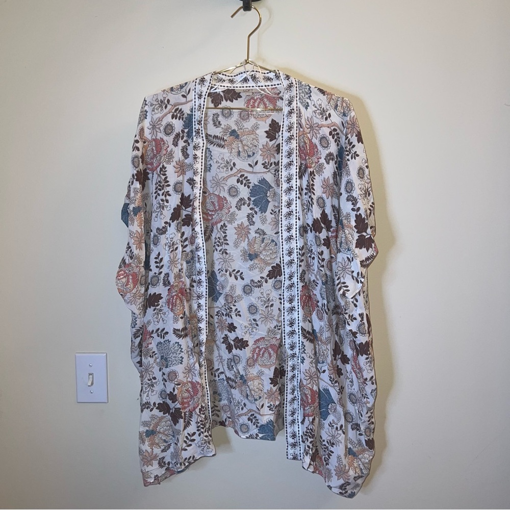 LOFT XS/S Boho Floral Kimono Cardigan Lightweight Open Front Duster
